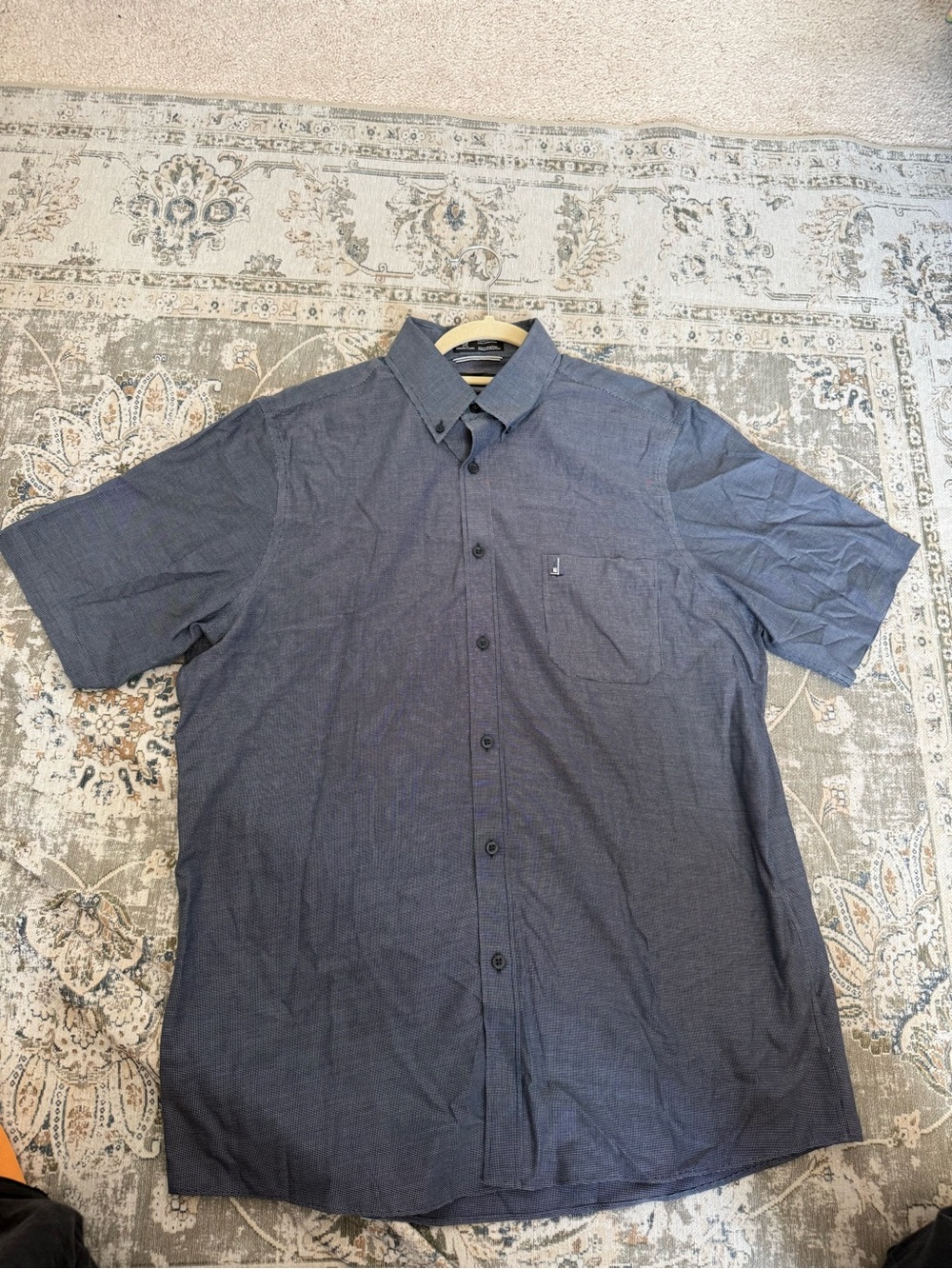 Nordstrom Short-Sleeve Button-Down Shirt in Dark Blue